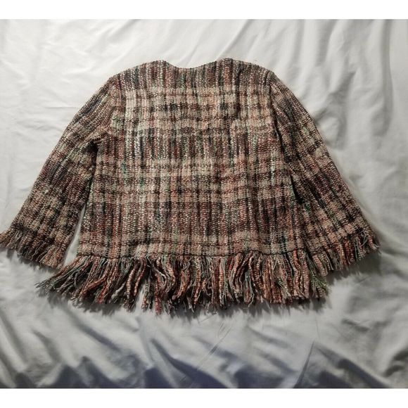 Anthropologie Fringe Tweed Snap Front Jacket - Picture 3 of 7